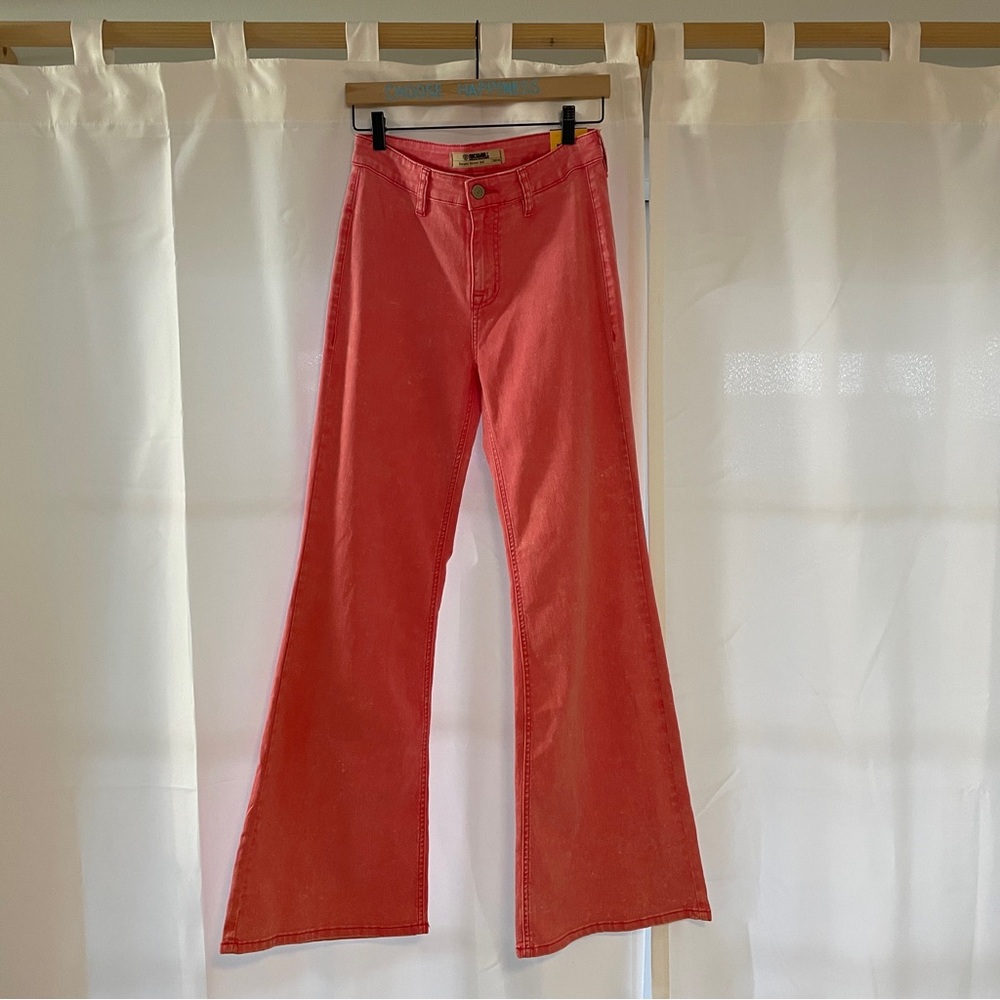Rock&Roll Denim high rise bell bottom coral color W28 L34 NWT